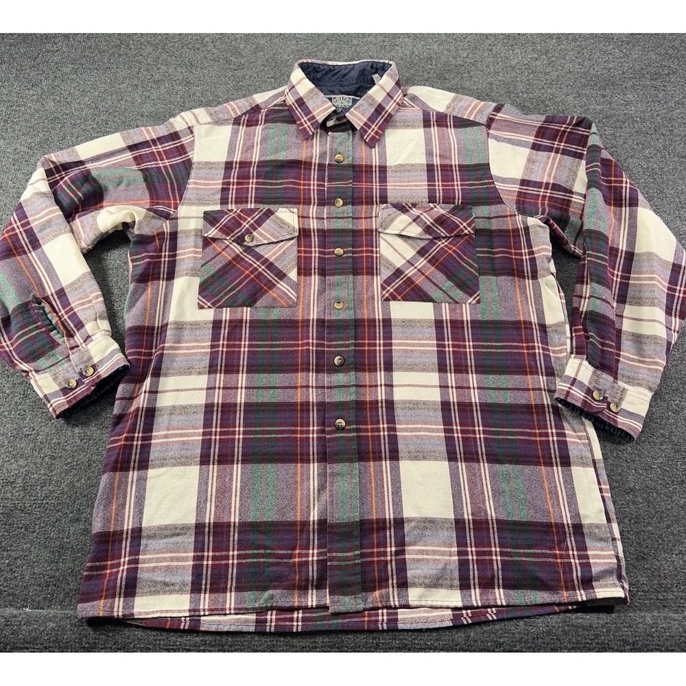 Sutter & Grant Men's Button Up Shirt Flannel Red Plaid Long Sleeve Large EUC